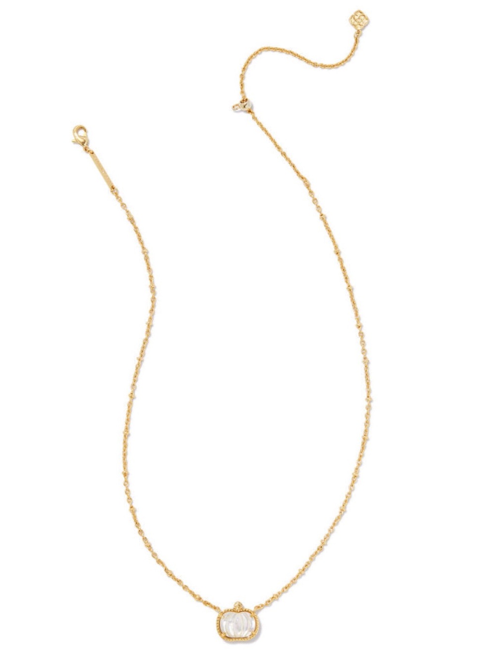Kendra Scott Pumpkin Gold Short Pendant Necklace in Ivory Mother of Pearl